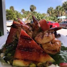 Gluten-free watermelon shrimp salad from Johnny Longboats